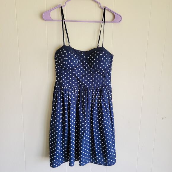 Band of Gypsies Dresses & Skirts - Band of Gypsies Bustier Top Blue and White Polka Dot Fit & Flare Mini Dress